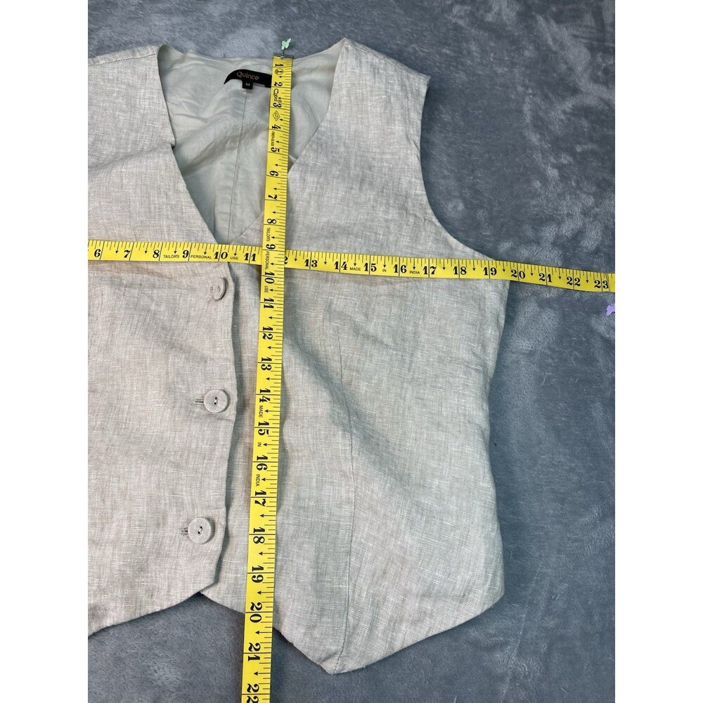 Quince womens NEW! 100% Euro linen 3 button lined luxury vest sz Med travel - Picture 4 of 8